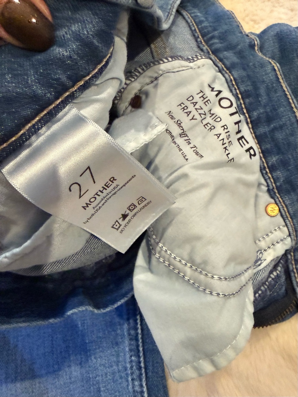 MOTHER Straight Leg Jeans - the mid rise Dazzler ankle fray - Picture 7 of 11